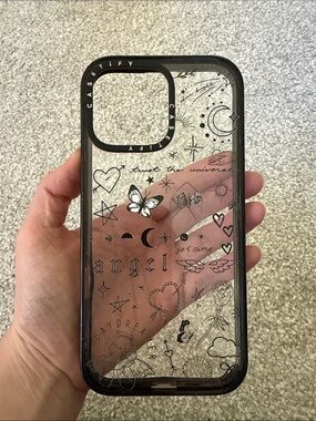 Casetify Black Clear Angel & Celestial Illustration iPhone Case